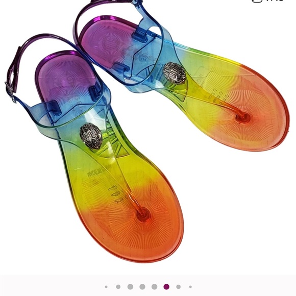 NEW Kurt Geiger London Maddison Jelly Clear Rainbow Eagle Sandal - Size 8 - Picture 4 of 11